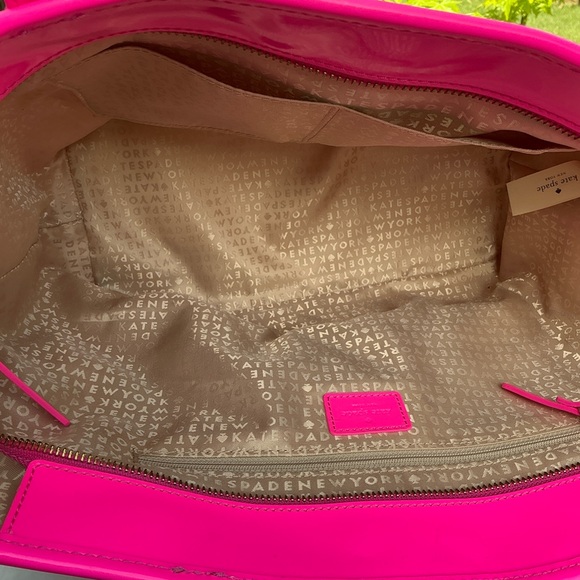 Kate Spade New York Neon Pink Tote Shoulder Hand Bag Patent Leather - Picture 5 of 11